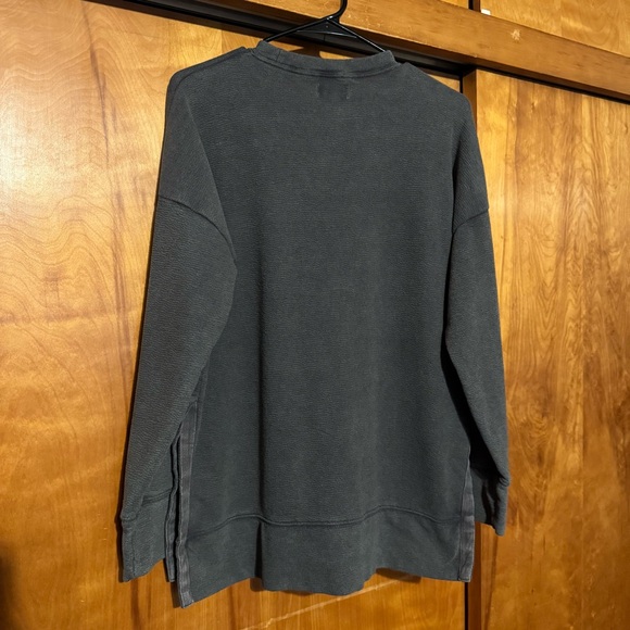 Aerie Summer Desert Sweatshirt Smoked Gray Crew Neck Oversized Textured - Picture 8 of 10